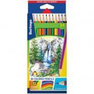 Карандаши с двухцветным грифелем Berlingo "Водопад" 12шт. 24цв., картон., европодвес CP03924
