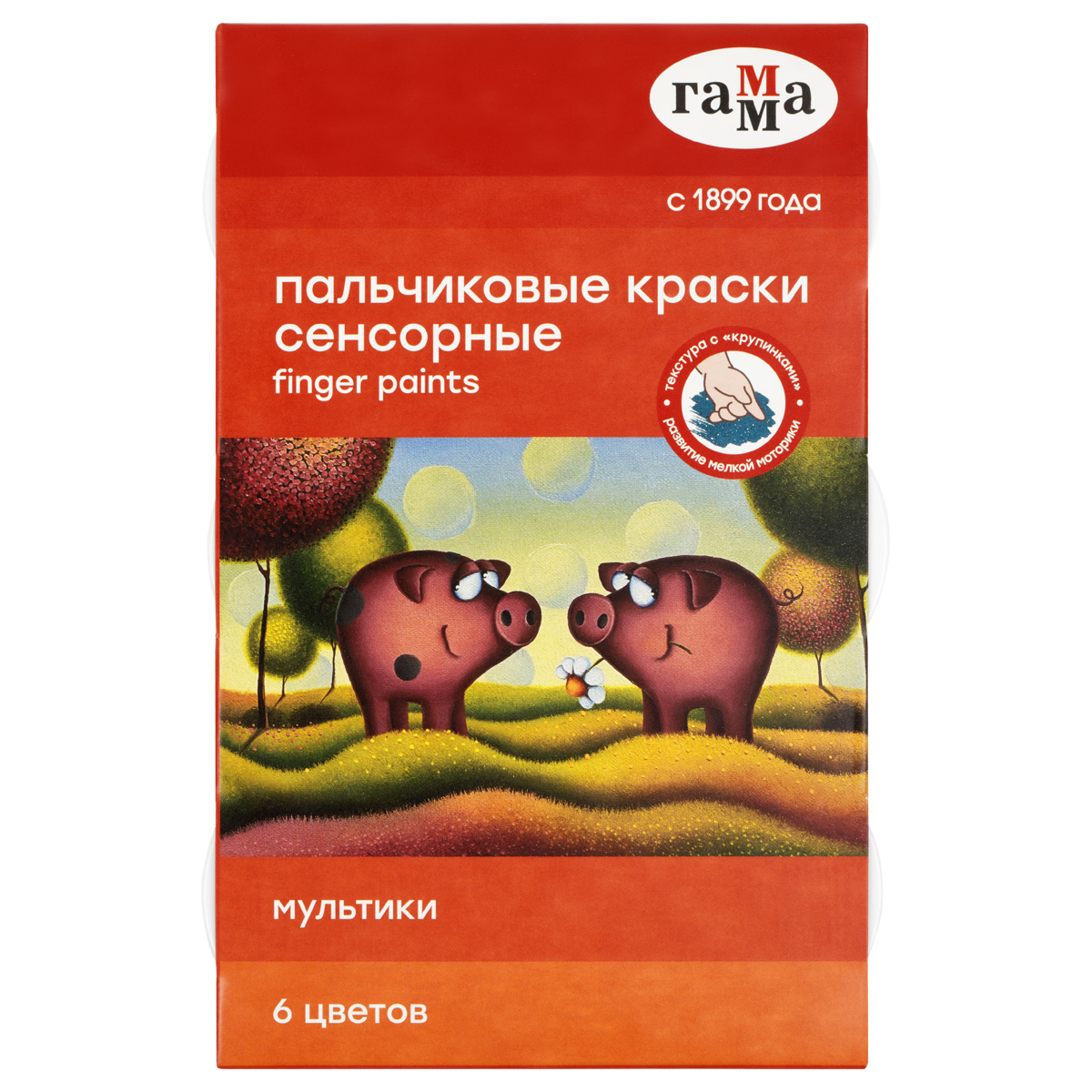 Краски пальчиковые Гамма "Мультики", сенсорные, поштучно 