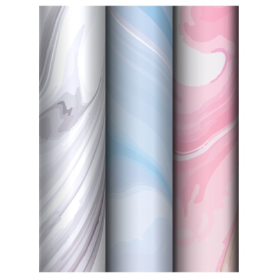 Упаковочная бумага глянц.70*100см, MESHU "Marble", 80 г/м2, ассорти, 3 дизайна
