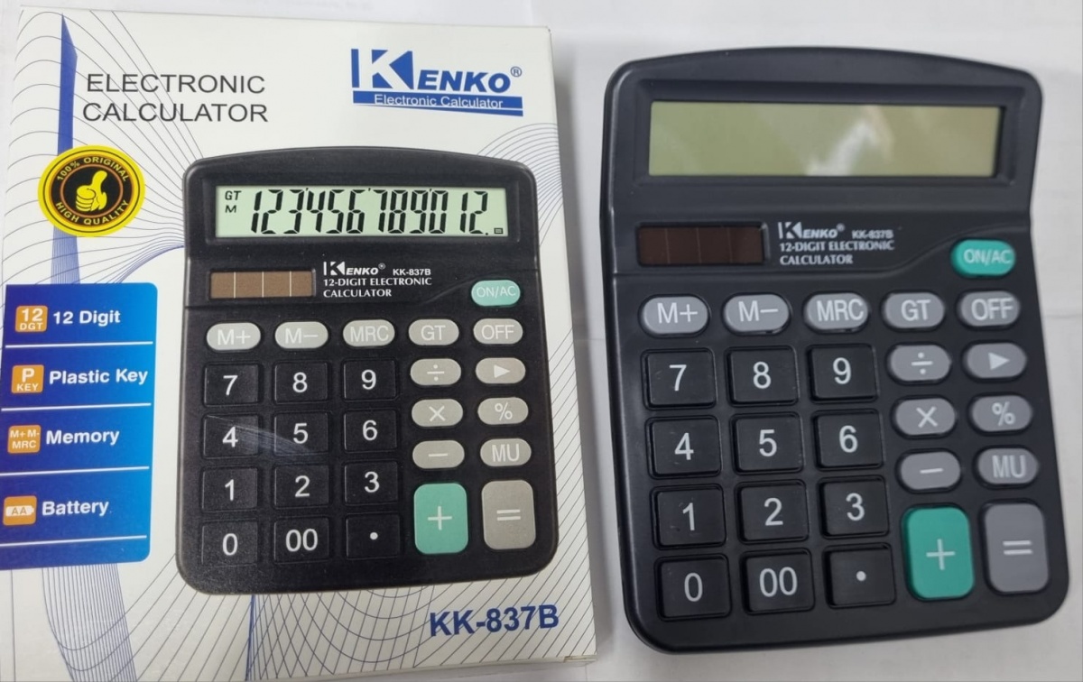 Калькулятор Kenko KK-837B, 12разрядный, черный