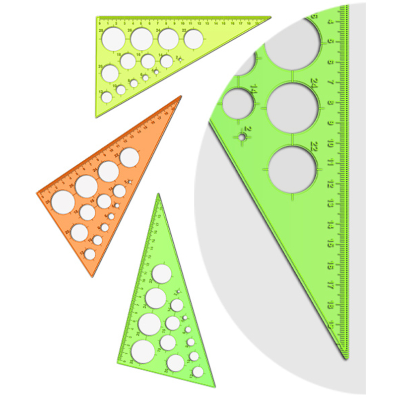 Треугольник 19см Отливная шкала Cristal 4 цвета.с окружностями (30`60`90) Стамм