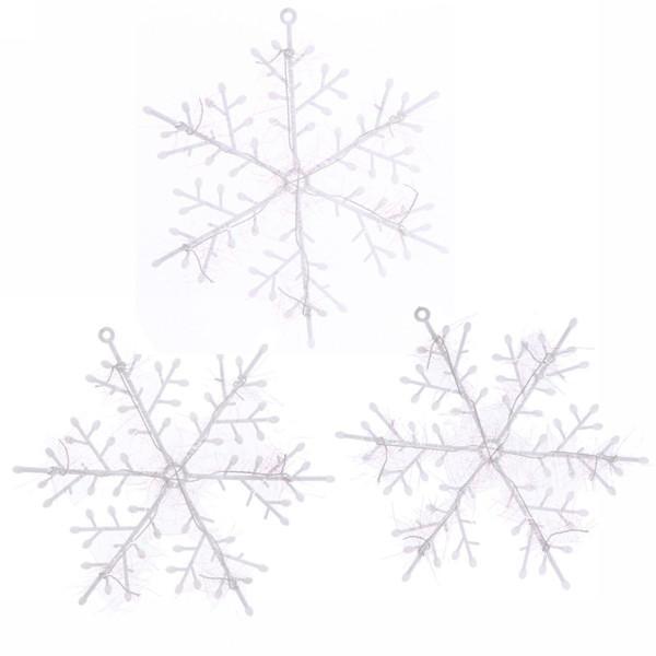 Украшение новогоднее "Снежинка" 13см, белая (набор 3шт) 196-627