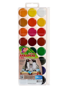 Краски акварельные "ZOO" Луч  24цв без кисточки