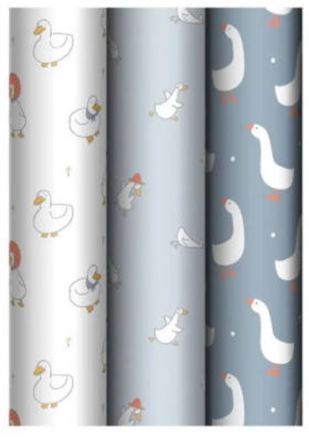 Упаковочная бумага глянц. 70*100см, MESHU "Goose set", 80г/м2, ассорти 3 дизайна