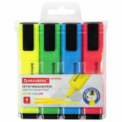 Набор текстовыделителей 4 ЦВЕТА, BRAUBERG "ORIGINAL NEON/PASTEL", линия письма 1-5 мм, 152215/151697 Набор текстовыделителей 4 ЦВЕТА, BRAUBERG "ORIGINAL NEON/PASTEL", линия письма 1-5 мм, 152215/151697