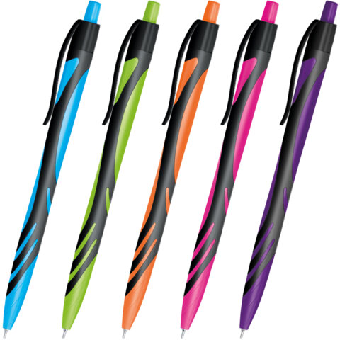 Ручка шариковая автоматическая BRAUBERG ULTRA COLOR NEON, soft-touch, СИНЯЯ, пишущий узел 0,7 мм, ли