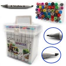 Спиртовой маркер двухсторонний набор №2588-48 в пластиковом кейсе 48 цветов