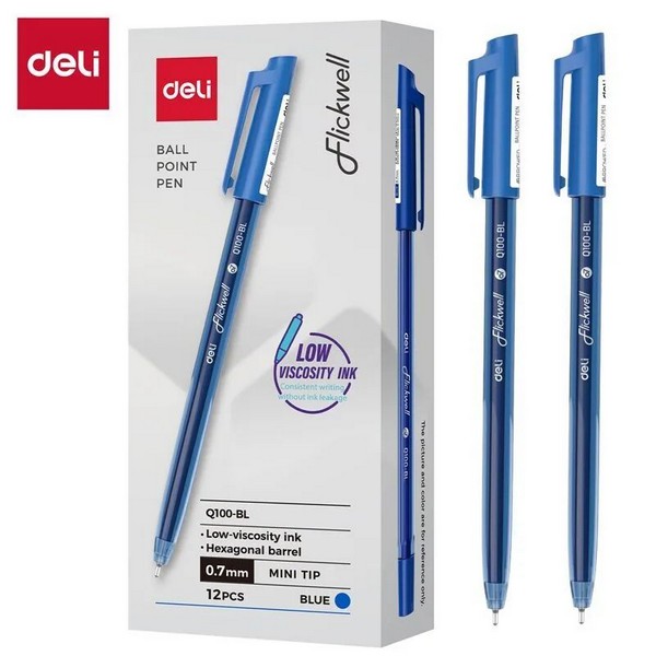 Ручка шариковая DELI "Flickwell Q100", 0.7 мм, синяя