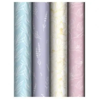 Упаковочная бумага глянц. 70*100см, MESHU "Flowers", 80г/м2, ассорти 4 дизайна