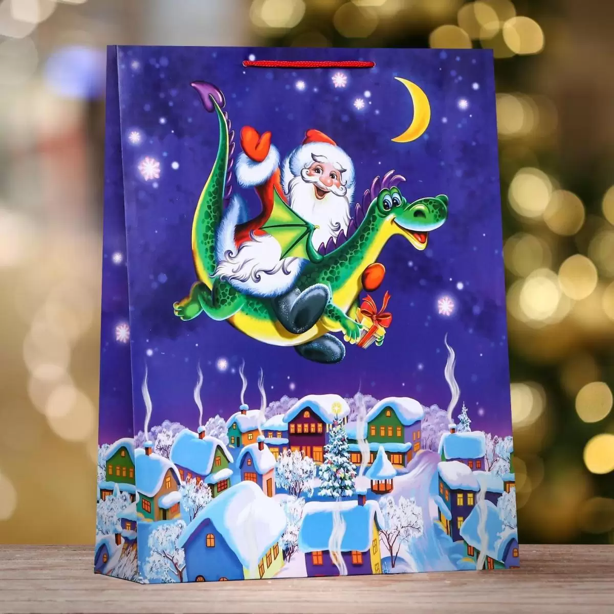 Пакет подарочный "Дед Мороз и Дракоша" , 33 х 42,5 х 10 см