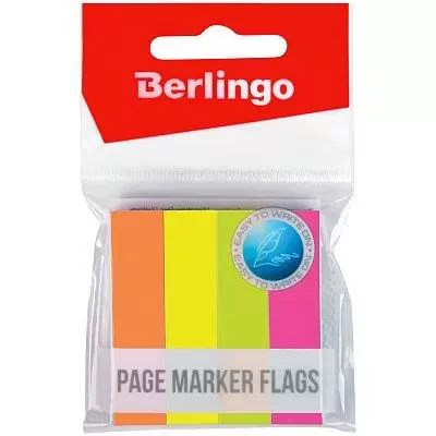 Флажки-закладки Berlingo 12*50мм, 100л*4 пастельных цвета, европодвес