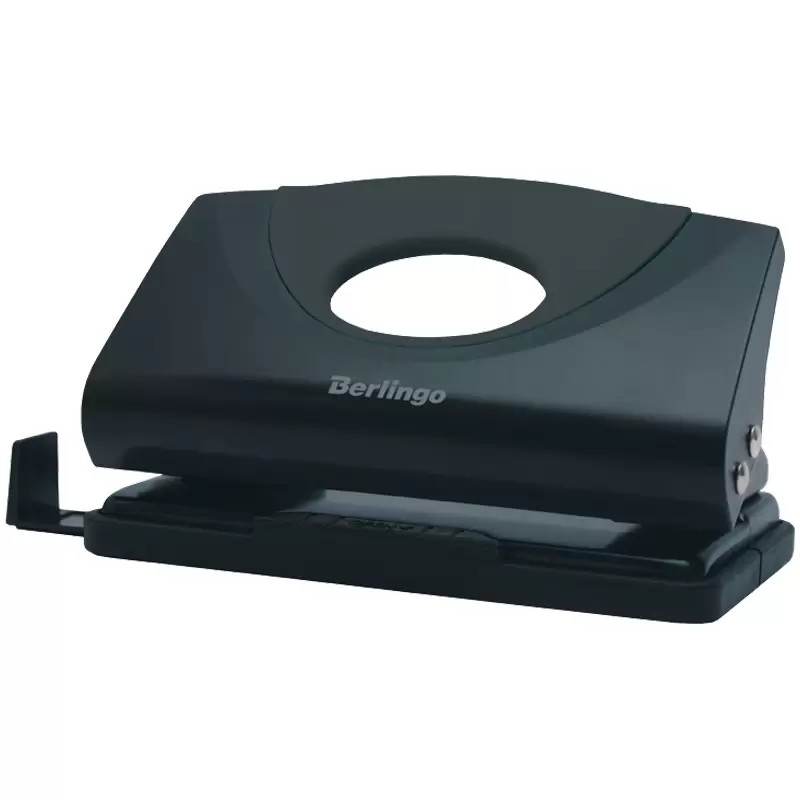 Дырокол Berlingo Office Soft 10л пластиковый черный с линейкой