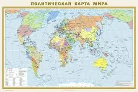 Физическая карта мира Политическая карта мира 440х290мм