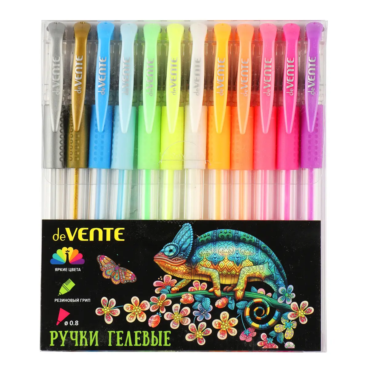 Набор гелевых ручек 12цв. deVENTE "Moonlight" 5051009 пастель с эфф.Highlighter,д/рис.на черн.бум.