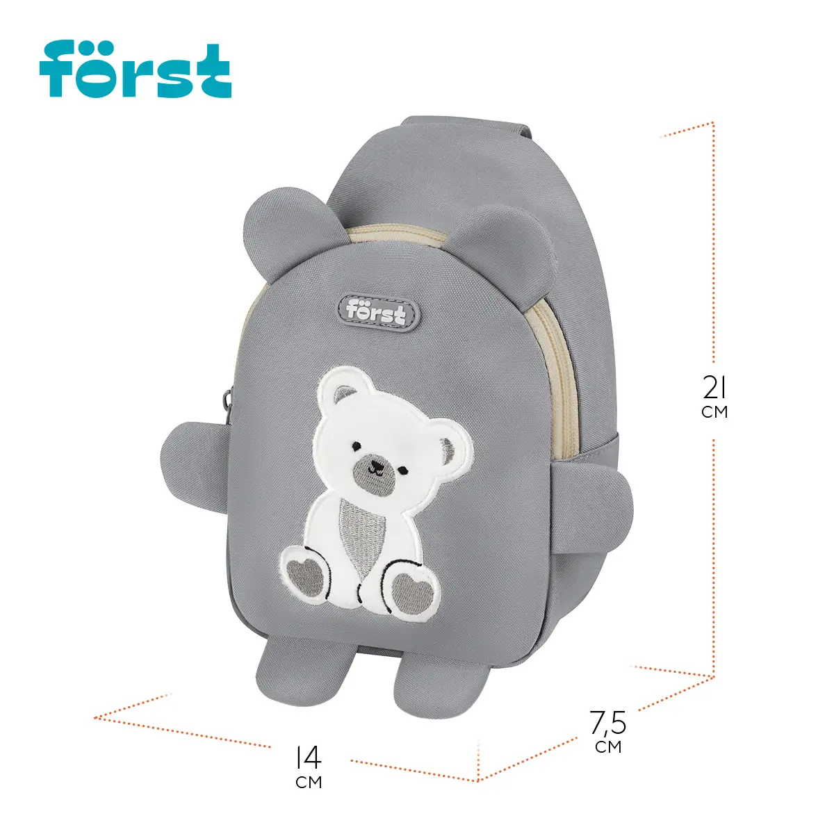 Рюкзак Först F-Kids "Teddy Hugs" 21*14*7,5см, 1 отделение, уплотненная спинка