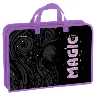 Папка с ручками 1 отделение, А4 Berlingo "Purple Magic", 340*245*75мм, пластик, на молнии