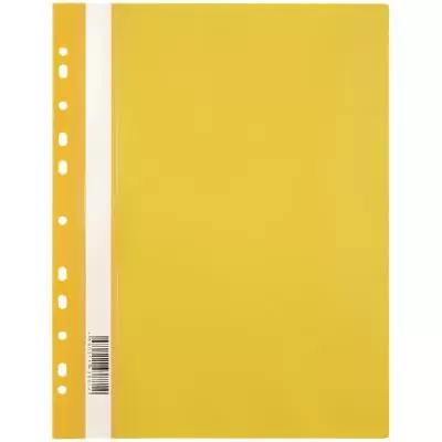 Папка-скоросшиватель пластик. перф. OfficeSpace А4, 120мкм, желтая с прозр. верхом
