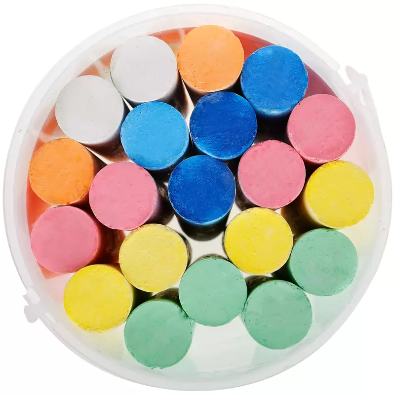 Мелки цветные для асфальта Гамма "Мультики", 20шт., 6цв., круглые, пластиковое ведро