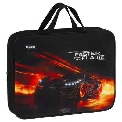Папка текстильная с ручками 1 отделение, А4 Berlingo "Faster Than The Flame", 350*265*80мм, текстиль