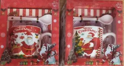 Подарочный новогодний набор, керамика, 2шт: кружка и ложка.