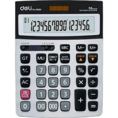 Калькулятор настольный DELI "39265" 16 разрядный, 205х155х33 мм, серый