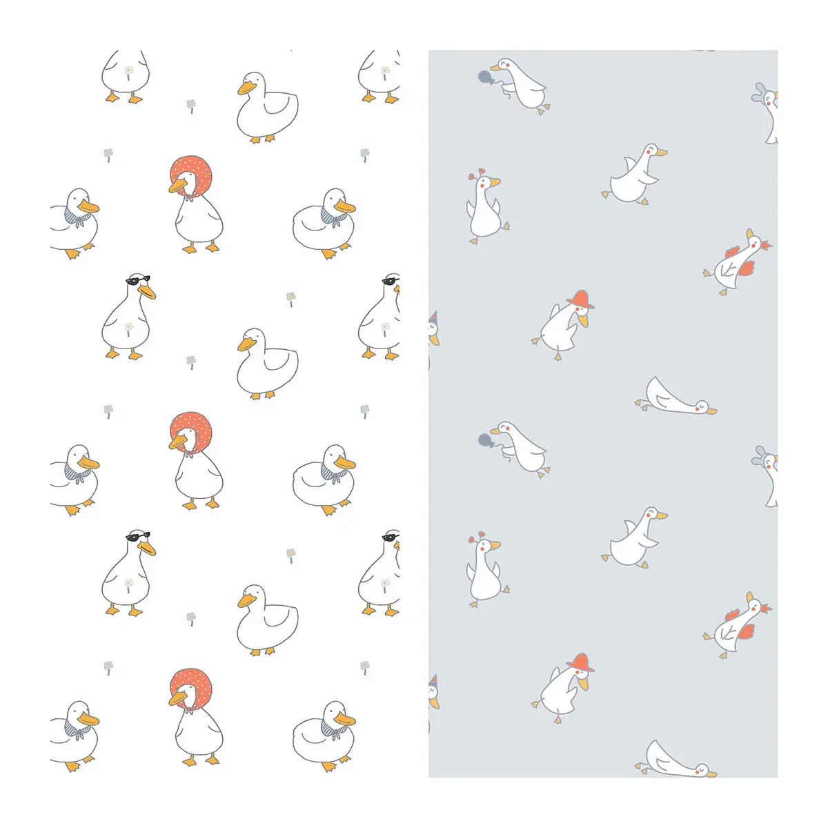 Упаковочная бумага глянц. 70*100см, MESHU "Goose set", 80г/м2, ассорти 2 дизайна