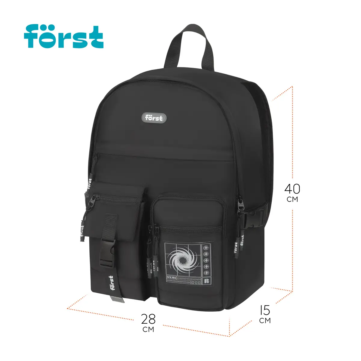 Рюкзак Först F-Teens "Minimal" 40*28*15см, 1 отделение, 7 карманов, уплотненная спинка