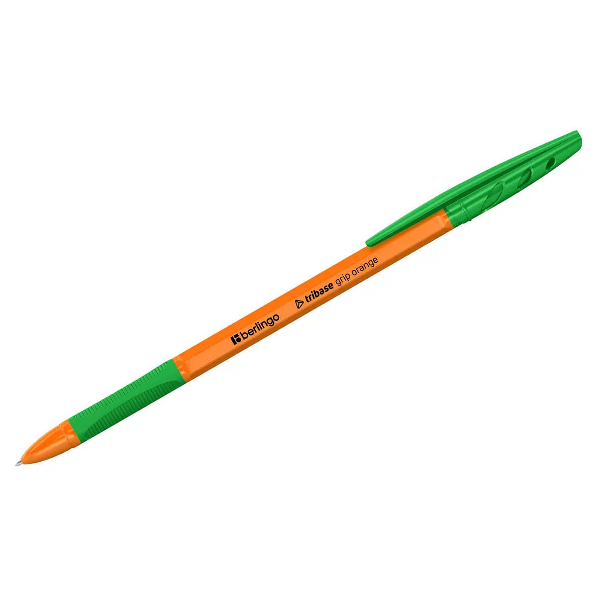Ручка шариковая Berlingo "Tribase grip orange" зеленая, 0,7мм, грип		