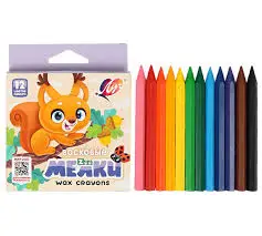Мелки восковые12цв шестиграный Zoo Луч