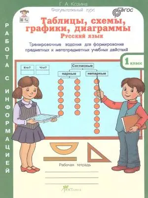 Таблицы, схемы, графики, диаграммы 1 кл. Р/яз. Математика. Окр. мир (рабочая тетрадь)Козина Г. А. 
