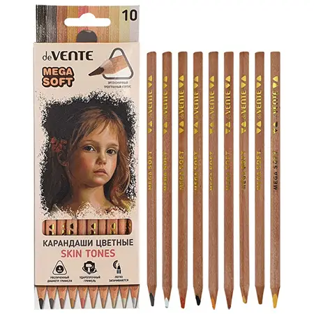 Карандаши 10цв. deVente "Skin Tones" 5022122 (оттенки цвета кожи), мягк.гриф.на масл.он., трех