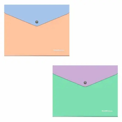 Папка-конверт с кнопкой ERICH KRAUSE "Matt Pastel Bloom", А5+, до 120 л., с карманом, ассорти, 0,18 