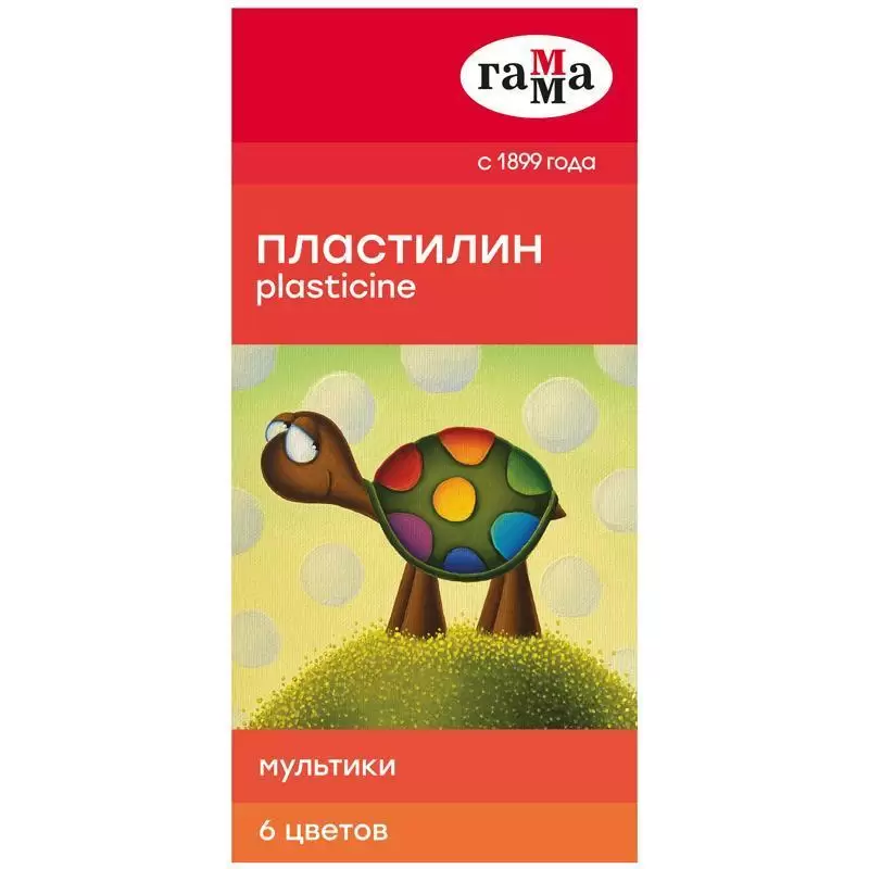 Пластилин Гамма "Мультики", 06 цветов, 120г, со стеком, картон. упаковка