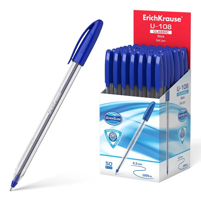 Ручка шариковая автоматическая Erich Krause "R-301 Classic Matic" синяя, 1,0мм
