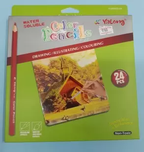 Карандаши акварельные Yalong, 24 цв., трехграные, деревянные, карт. упак., европодвес YL83023-24