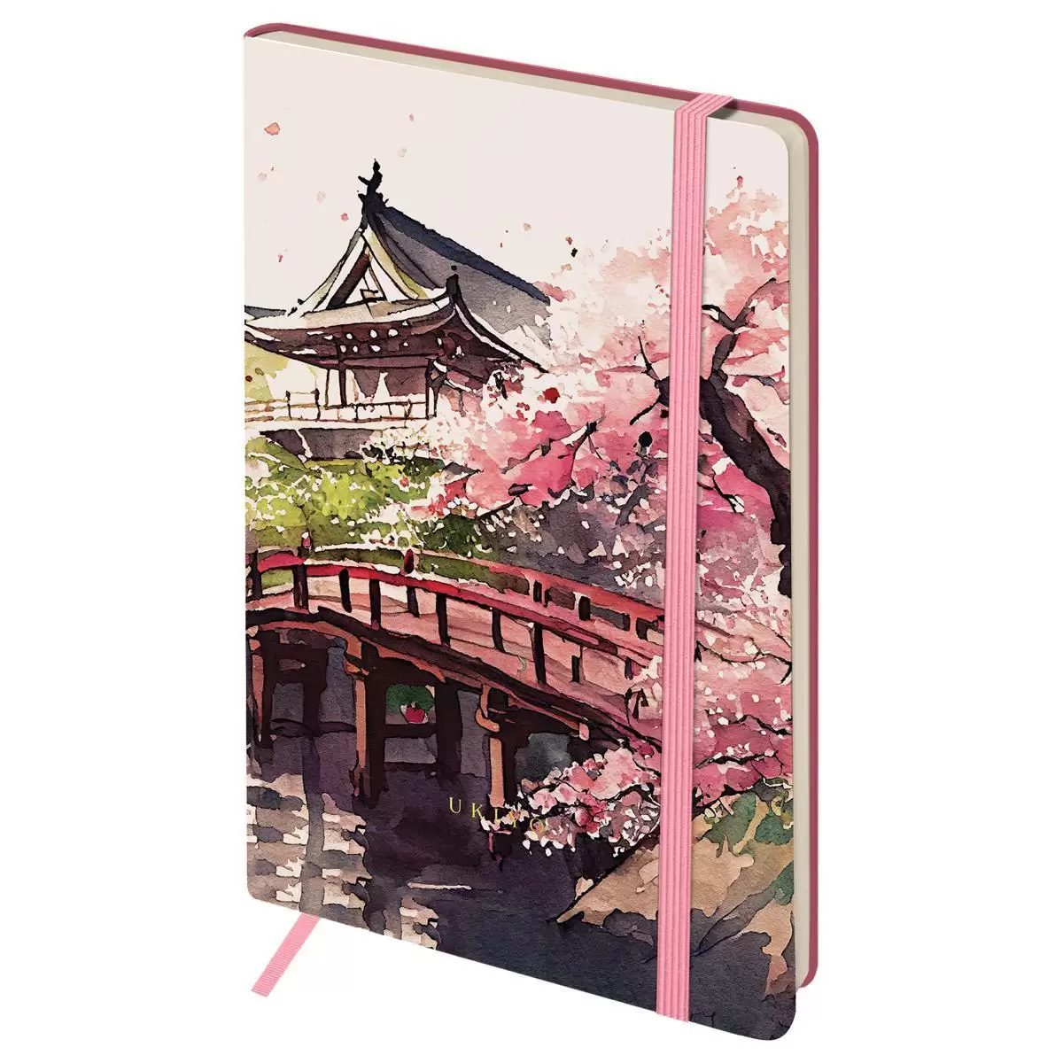 Записная книжка А5 80л. ЛАЙТ, кожзам, Greenwich Line "Sakura. Karahafu", с резинкой, тиснение фольго