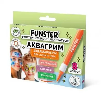 Аквагрим аквамаркеры для лица и тела 8 цветов, FUNSTER (Фанстер), 152608
