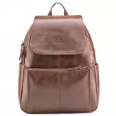Рюкзак-сумка DJ женская, экокожа лак/замша коричневая