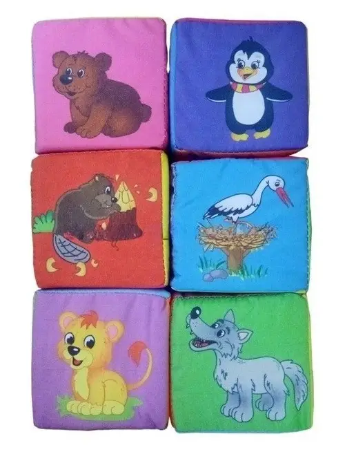 Кубики мякиши 6шт. Животный мир Бамсик