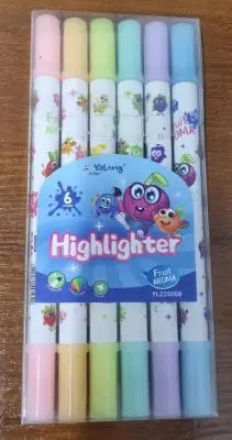 Фломастеры-текстовыделители Yalong ароматизированые 6цв двухсторонние