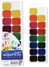 Краски акварельные медовые 16цв без кисточки Классика Луч
