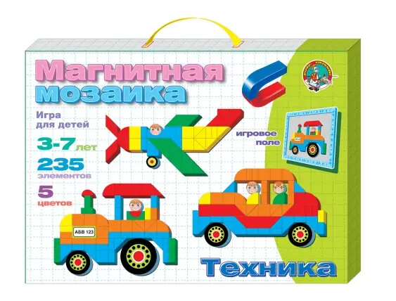 Магнитная мозайка Техника 5 цв 235 эл  Десятое королевство 