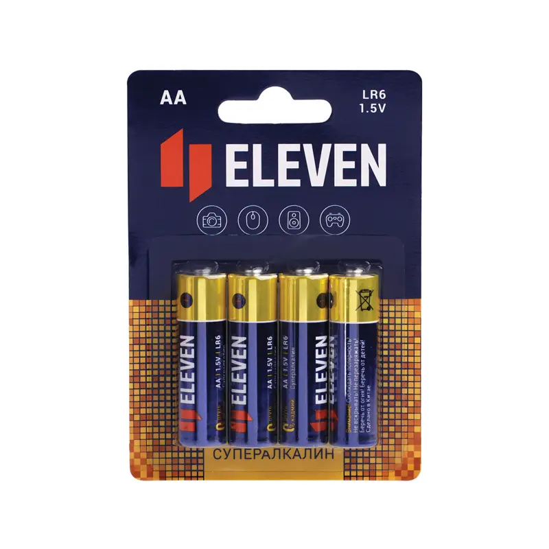 Набор из 4 батареек Eleven SUPER AA (LR6) алкалиновая, BC4