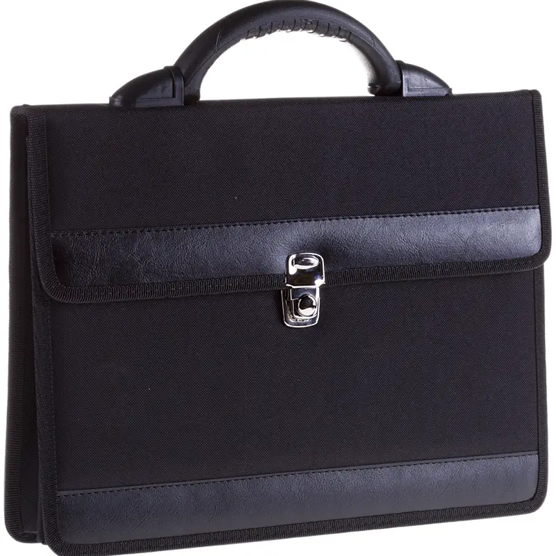 Портфель OfficeSpace "Pelso" ткань, черный, 2 отделения, метал. замок