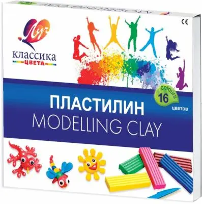 Пластилин Луч 16 цветов Классика 320г со стеком картонная упаковка