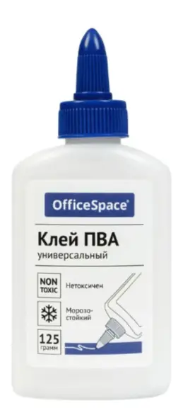 Клей ПВА OfficeSpace, 125г, с дозатором, дисплей бокc