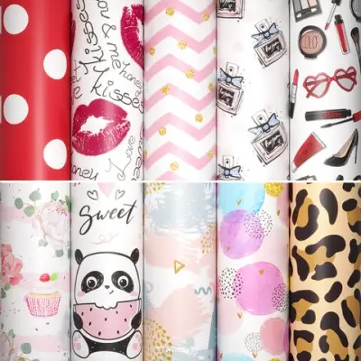 Бумага упаковочная подарочная мелованная "For Women", 70x100 см, 10 дизайнов ассорти, ЗОЛОТАЯ СКАЗКА