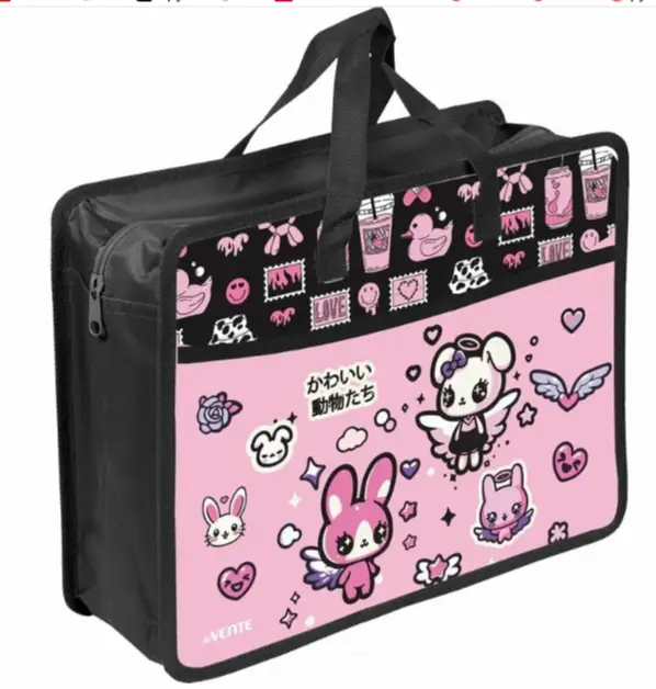 Папка пластик,с ручками А4 deVENTE "Lovely Little Friends" 8057628 с расш.10см,400мкм,карм.,на молн.