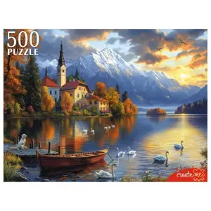 Puz 500д. РыжийКот Закат на озере Блед (Ф500-6632)