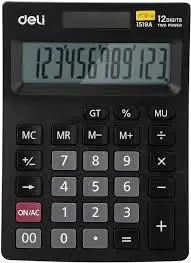 Калькулятор настольный DELI "1519A" 12 разрядный, 144х103х25 мм, черный